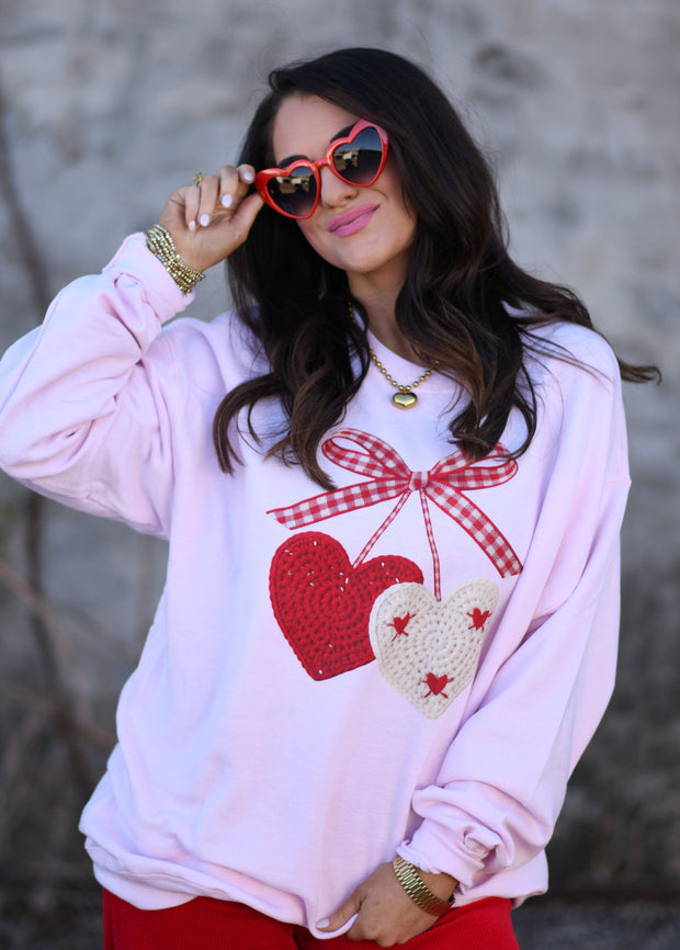 Faux Crochet Cherry Hearts Sweatshirt-P&PD Wholesale-[option4]-[option5]-[option6]-[option7]-[option8]-Shop-Boutique-Clothing-for-Women-Online