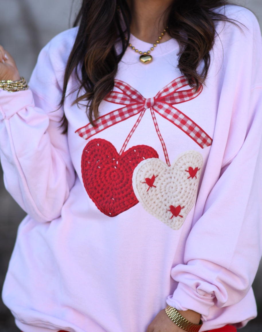 Faux Crochet Cherry Hearts Sweatshirt-P&PD Wholesale-[option4]-[option5]-[option6]-[option7]-[option8]-Shop-Boutique-Clothing-for-Women-Online