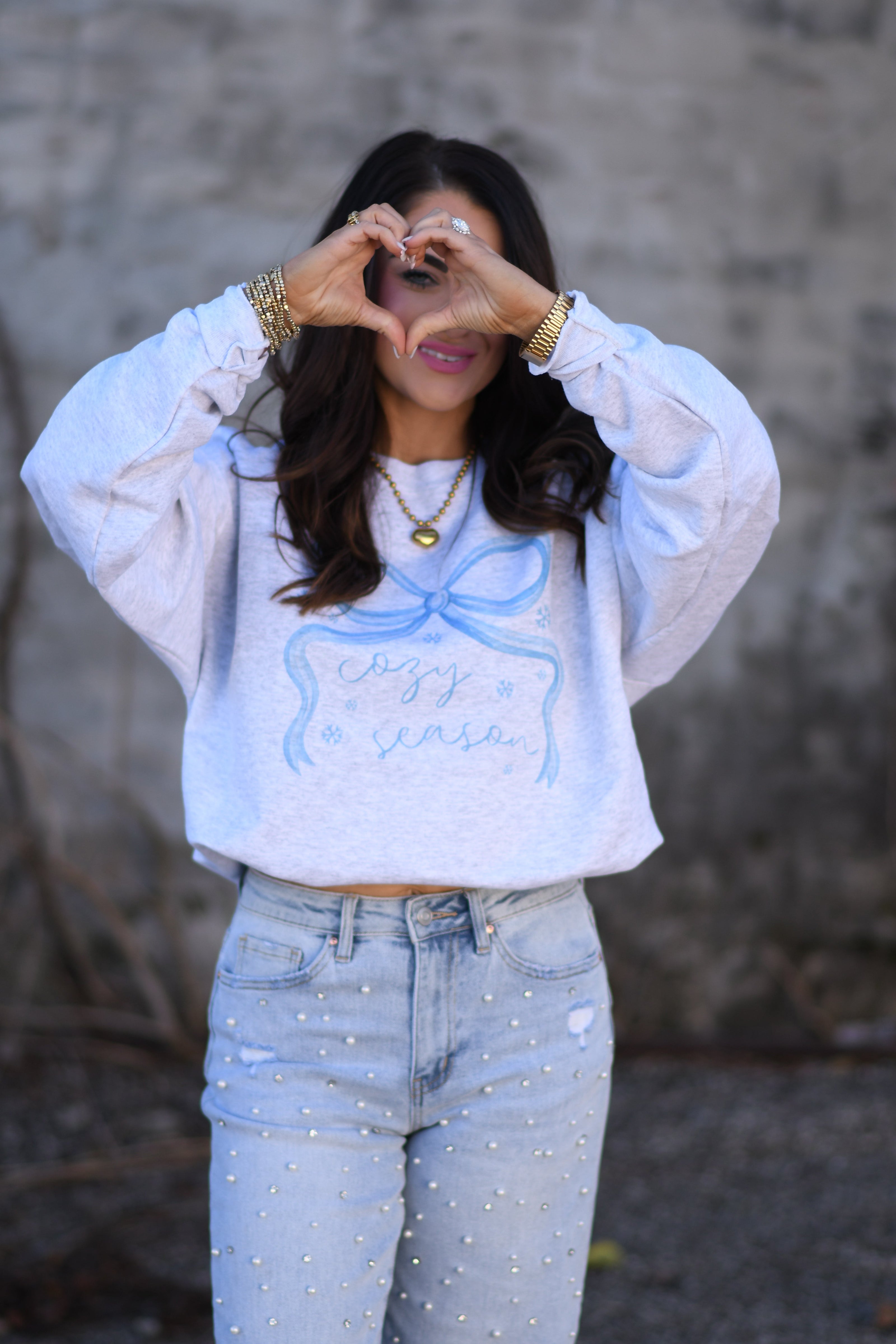 Cozy Season Bow Sweatshirt-P&PD Wholesale-[option4]-[option5]-[option6]-[option7]-[option8]-Shop-Boutique-Clothing-for-Women-Online