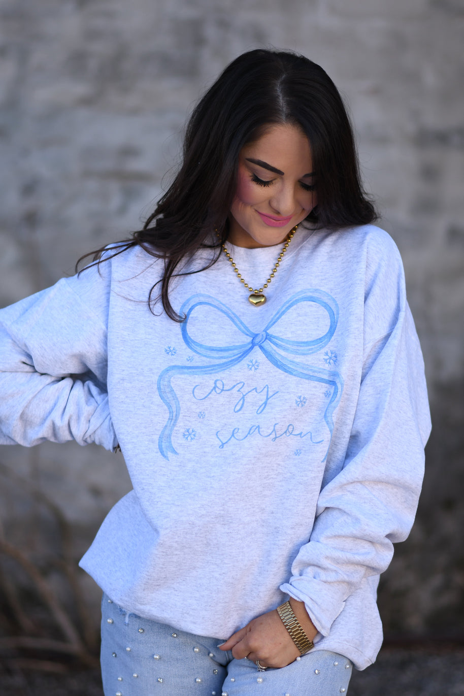 Cozy Season Bow Sweatshirt-P&PD Wholesale-[option4]-[option5]-[option6]-[option7]-[option8]-Shop-Boutique-Clothing-for-Women-Online
