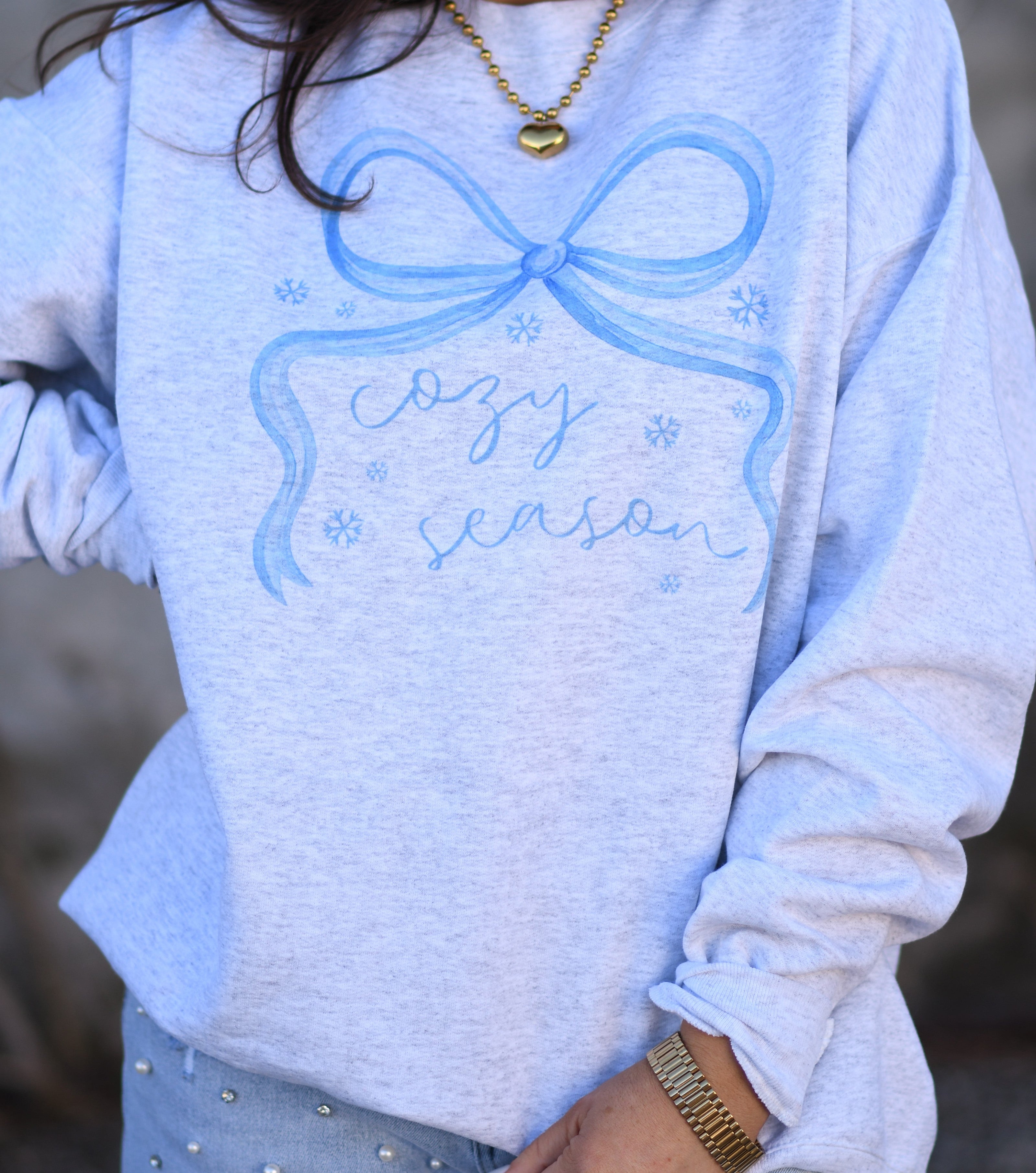 Cozy Season Bow Sweatshirt-P&PD Wholesale-[option4]-[option5]-[option6]-[option7]-[option8]-Shop-Boutique-Clothing-for-Women-Online