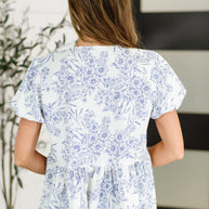 Dainty Lil' Thing Balloon Sleeve Blouse in Ivory/Blue-Womens-Ave Shops-[option4]-[option5]-[option6]-[option7]-[option8]-Shop-Boutique-Clothing-for-Women-Online