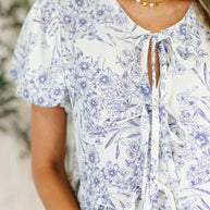 Dainty Lil' Thing Balloon Sleeve Blouse in Ivory/Blue-Womens-Ave Shops-[option4]-[option5]-[option6]-[option7]-[option8]-Shop-Boutique-Clothing-for-Women-Online