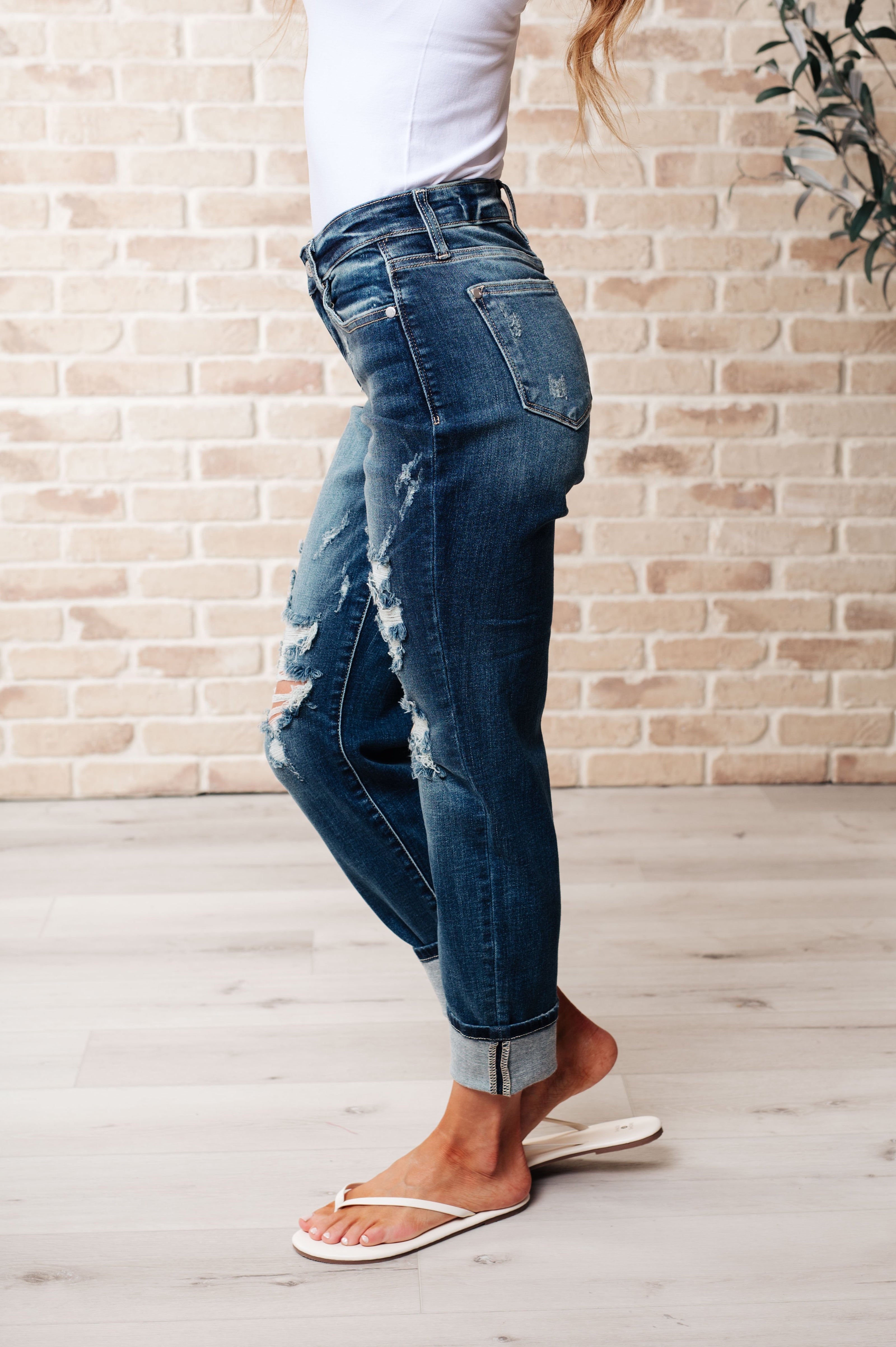 Judy Blue Danny Mid Rise Cuffed Destroy Boyfriend Jeans-Womens-Ave Shops-[option4]-[option5]-[option6]-[option7]-[option8]-Shop-Boutique-Clothing-for-Women-Online