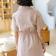 Darla Button Up Collared Dress in Taupe-Dresses-Ave Shops-[option4]-[option5]-[option6]-[option7]-[option8]-Shop-Boutique-Clothing-for-Women-Online