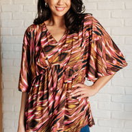 Dearest Dreamer Peplum Top in Abstract Mocha-Blouses-Ave Shops-[option4]-[option5]-[option6]-[option7]-[option8]-Shop-Boutique-Clothing-for-Women-Online