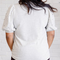 Diamonds and Pearls Puff Sleeve Top in Light Grey-Tops-Ave Shops-[option4]-[option5]-[option6]-[option7]-[option8]-Shop-Boutique-Clothing-for-Women-Online