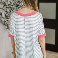 Dressed to Chill V-Neck Top in Heather/Grey/Ivory/Pink-Womens-Ave Shops-[option4]-[option5]-[option6]-[option7]-[option8]-Shop-Boutique-Clothing-for-Women-Online