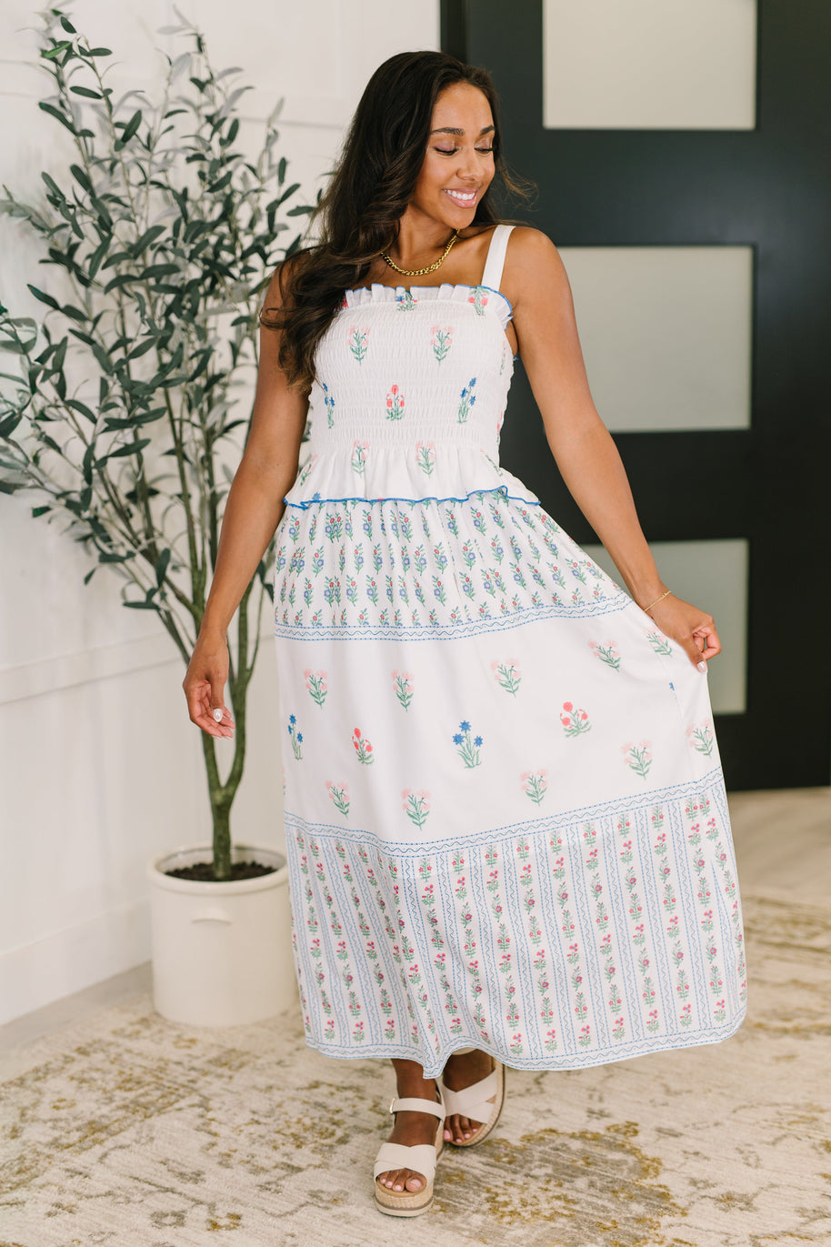 Eager Anticipation Mixed Print Midi Dress-Womens-Ave Shops-[option4]-[option5]-[option6]-[option7]-[option8]-Shop-Boutique-Clothing-for-Women-Online