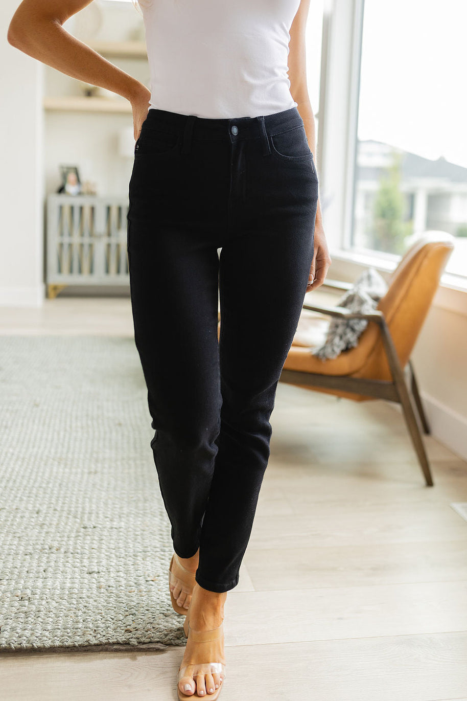 Judy Blue Edith Mid Rise Classic Slim Jeans in Black-Denim-Ave Shops-[option4]-[option5]-[option6]-[option7]-[option8]-Shop-Boutique-Clothing-for-Women-Online