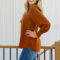 Enjoy This Moment V Neck Blouse In Toffee-Womens-Ave Shops-[option4]-[option5]-[option6]-[option7]-[option8]-Shop-Boutique-Clothing-for-Women-Online