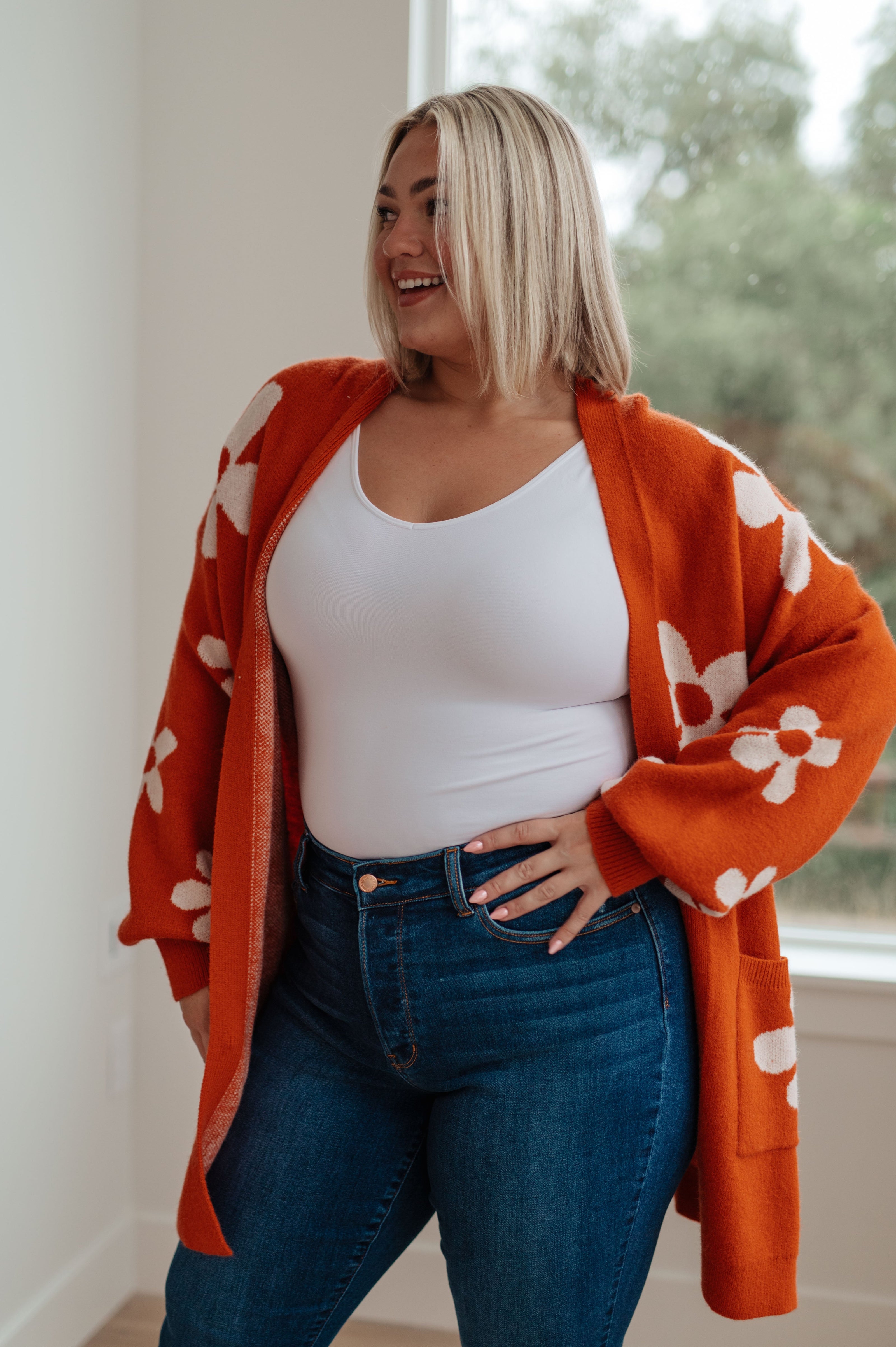 Enough Anyways Floral Cardigan in Burnt Orange-Layers-Ave Shops-[option4]-[option5]-[option6]-[option7]-[option8]-Shop-Boutique-Clothing-for-Women-Online
