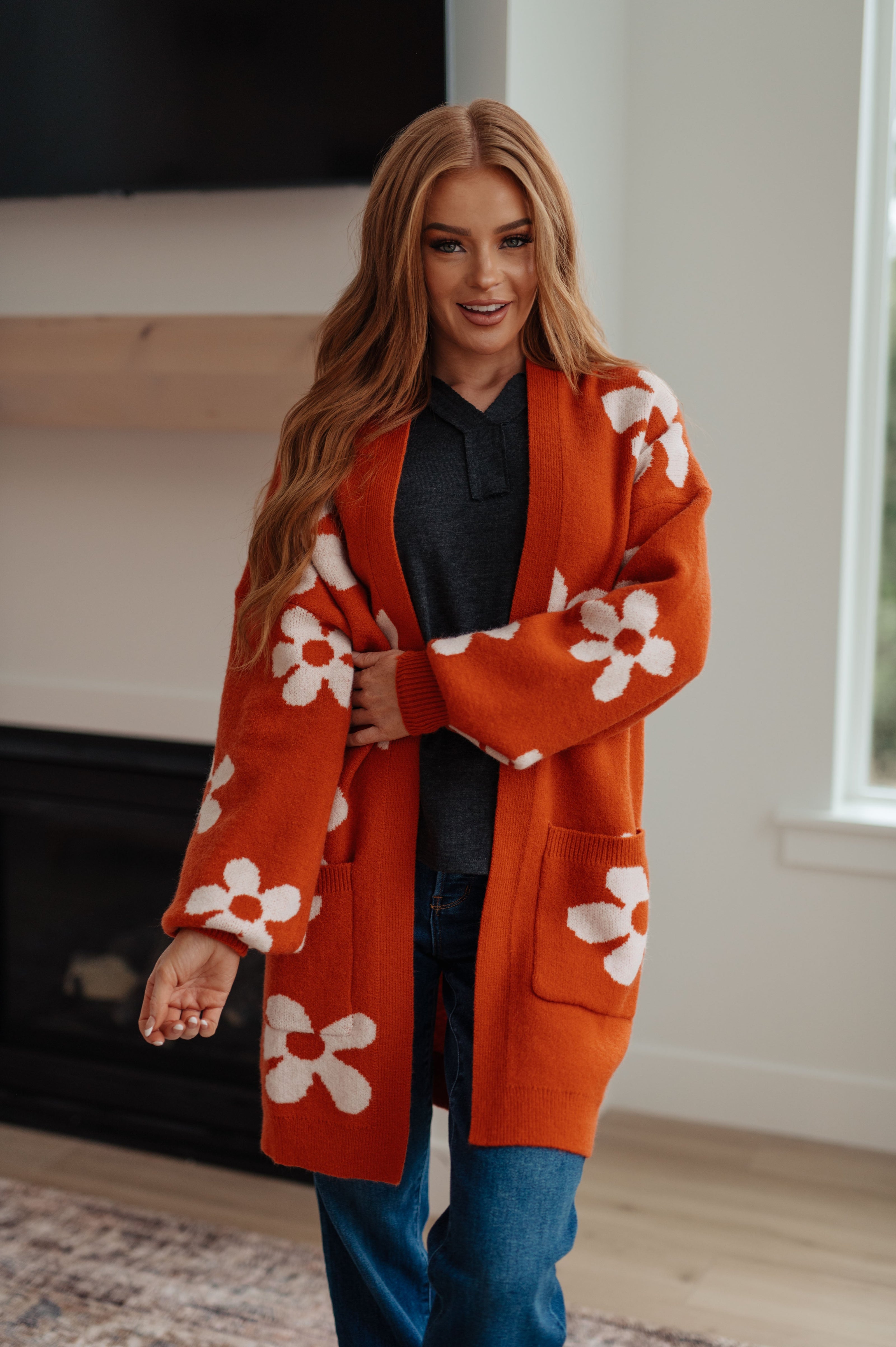 Enough Anyways Floral Cardigan in Burnt Orange-Layers-Ave Shops-[option4]-[option5]-[option6]-[option7]-[option8]-Shop-Boutique-Clothing-for-Women-Online