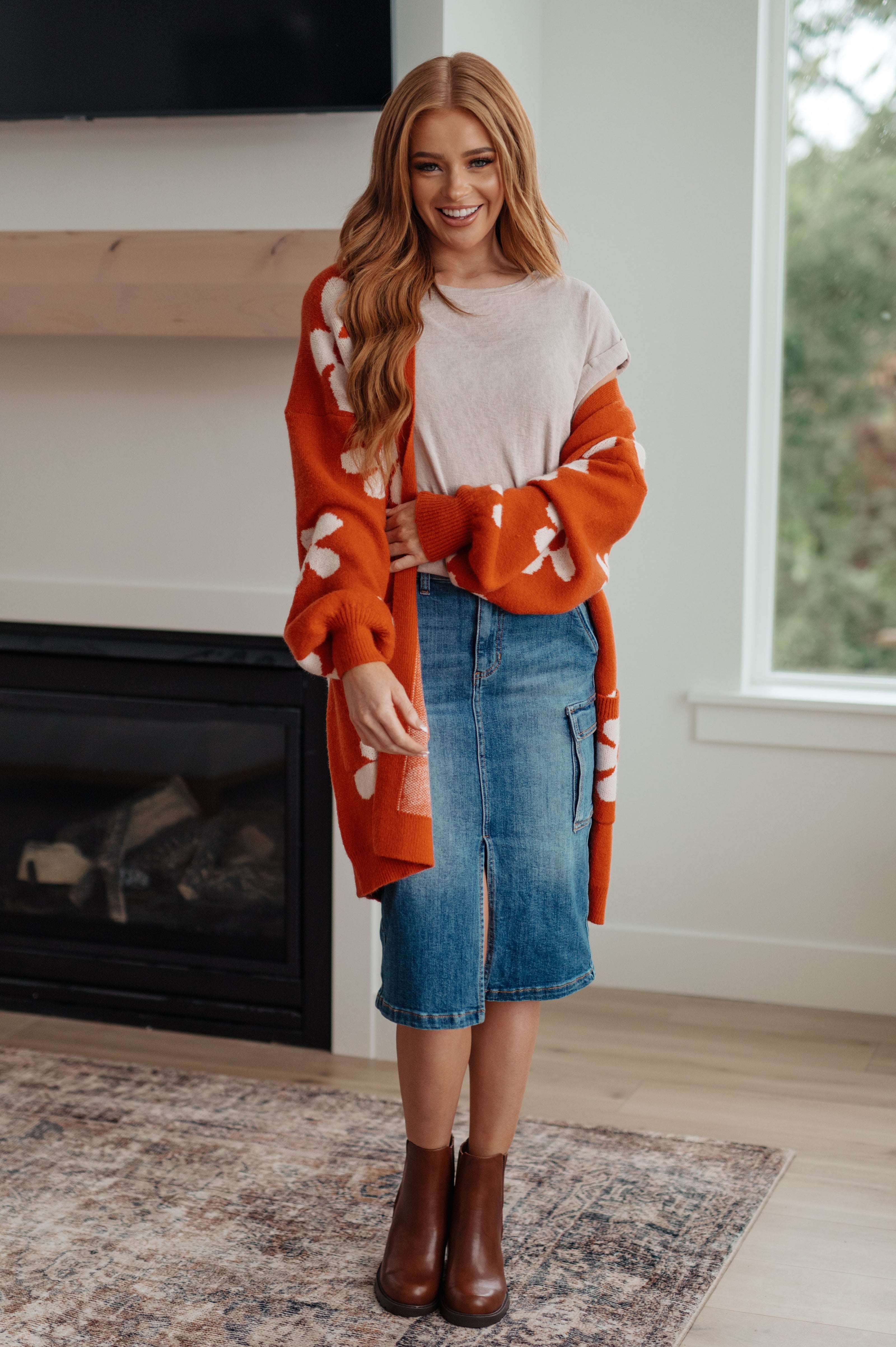 Enough Anyways Floral Cardigan in Burnt Orange-Layers-Ave Shops-[option4]-[option5]-[option6]-[option7]-[option8]-Shop-Boutique-Clothing-for-Women-Online