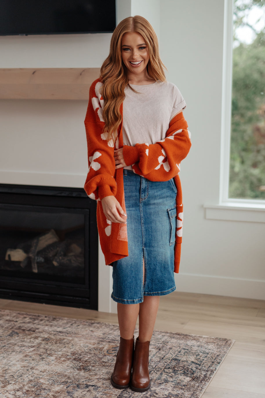 Enough Anyways Floral Cardigan in Burnt Orange-Layers-Ave Shops-[option4]-[option5]-[option6]-[option7]-[option8]-Shop-Boutique-Clothing-for-Women-Online