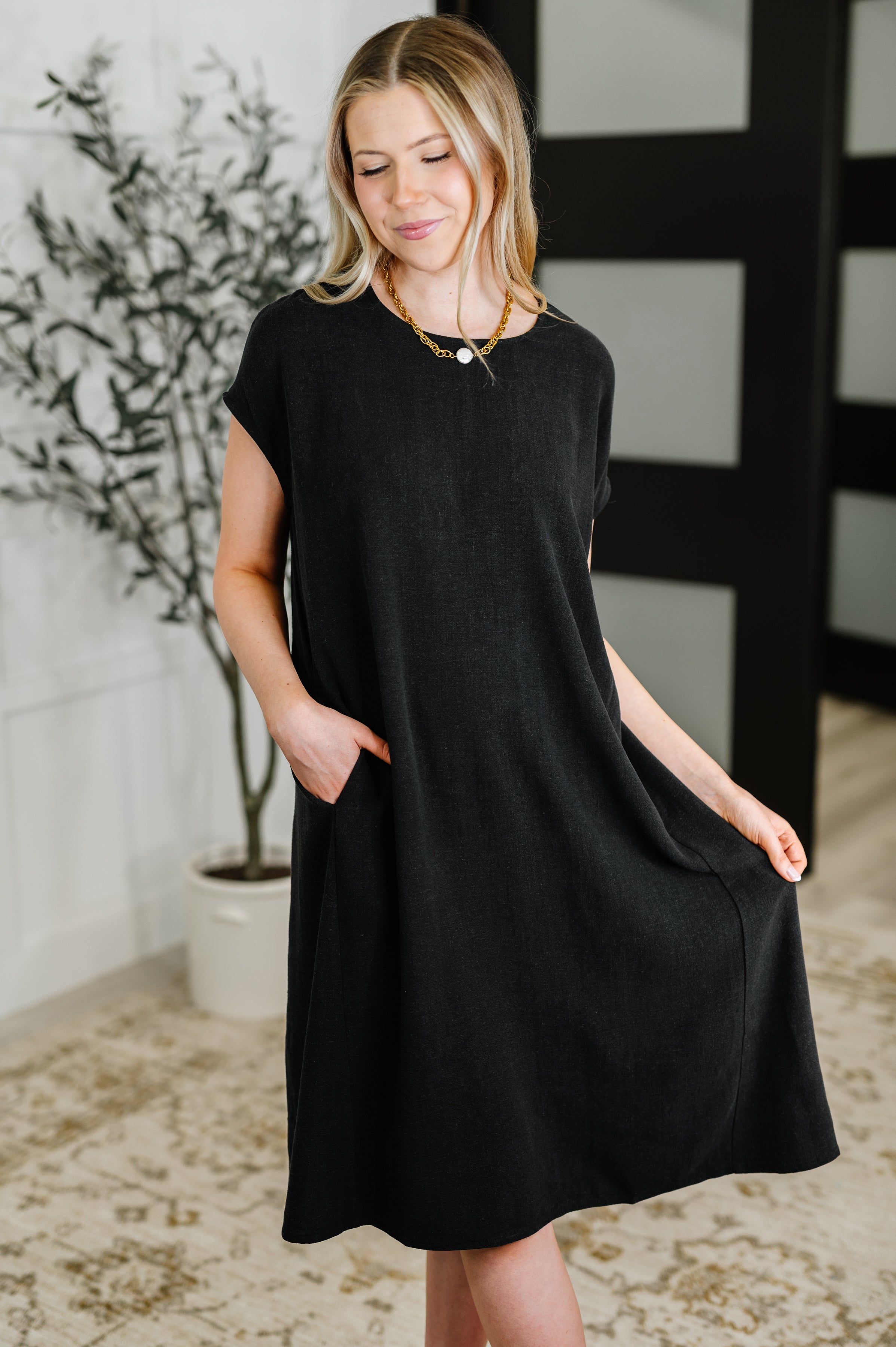 Flatter Me Later Relaxed Dress in Black-Womens-Ave Shops-[option4]-[option5]-[option6]-[option7]-[option8]-Shop-Boutique-Clothing-for-Women-Online