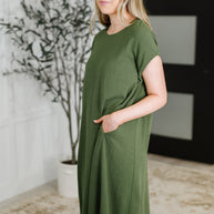 Flatter Me Later Relaxed Dress in Moss-Womens-Ave Shops-[option4]-[option5]-[option6]-[option7]-[option8]-Shop-Boutique-Clothing-for-Women-Online