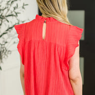 Float This Way Flutter Sleeve Blouse in Coral-Womens-Ave Shops-[option4]-[option5]-[option6]-[option7]-[option8]-Shop-Boutique-Clothing-for-Women-Online