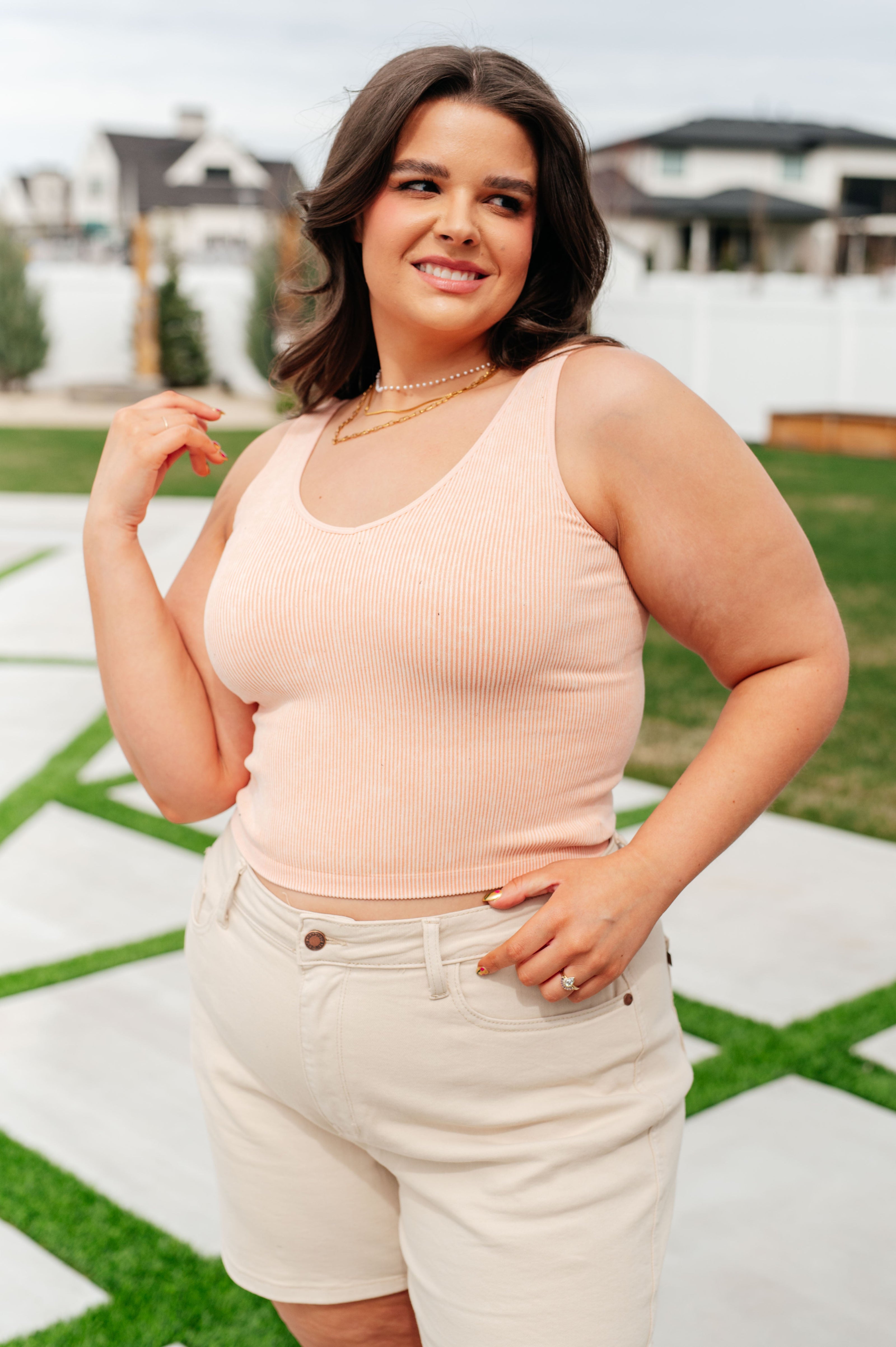 Fundamentals Ribbed Seamless Reversible Tank in Peach-Tops-Ave Shops-[option4]-[option5]-[option6]-[option7]-[option8]-Shop-Boutique-Clothing-for-Women-Online