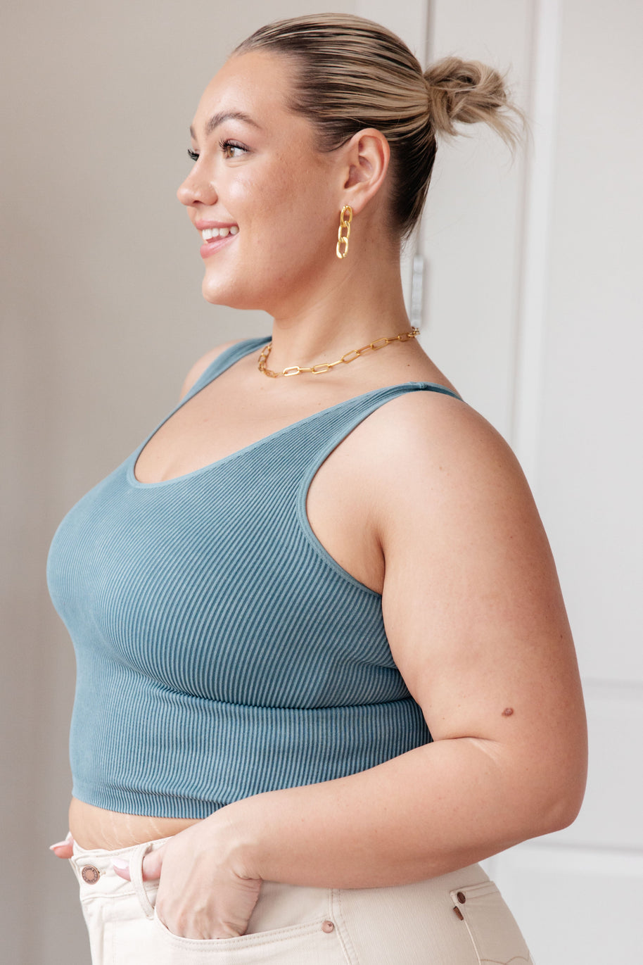Fundamentals Ribbed Seamless Reversible Tank in Vintage Blue-Womens-Ave Shops-[option4]-[option5]-[option6]-[option7]-[option8]-Shop-Boutique-Clothing-for-Women-Online