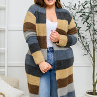 Fuzzy Longline Cardigan In Blue & Cocoa-Womens-Ave Shops-[option4]-[option5]-[option6]-[option7]-[option8]-Shop-Boutique-Clothing-for-Women-Online