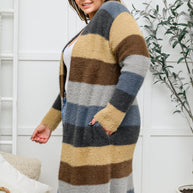 Fuzzy Longline Cardigan In Blue & Cocoa-Womens-Ave Shops-[option4]-[option5]-[option6]-[option7]-[option8]-Shop-Boutique-Clothing-for-Women-Online