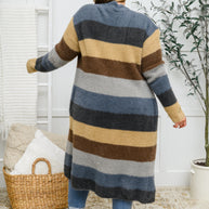 Fuzzy Longline Cardigan In Blue & Cocoa-Womens-Ave Shops-[option4]-[option5]-[option6]-[option7]-[option8]-Shop-Boutique-Clothing-for-Women-Online