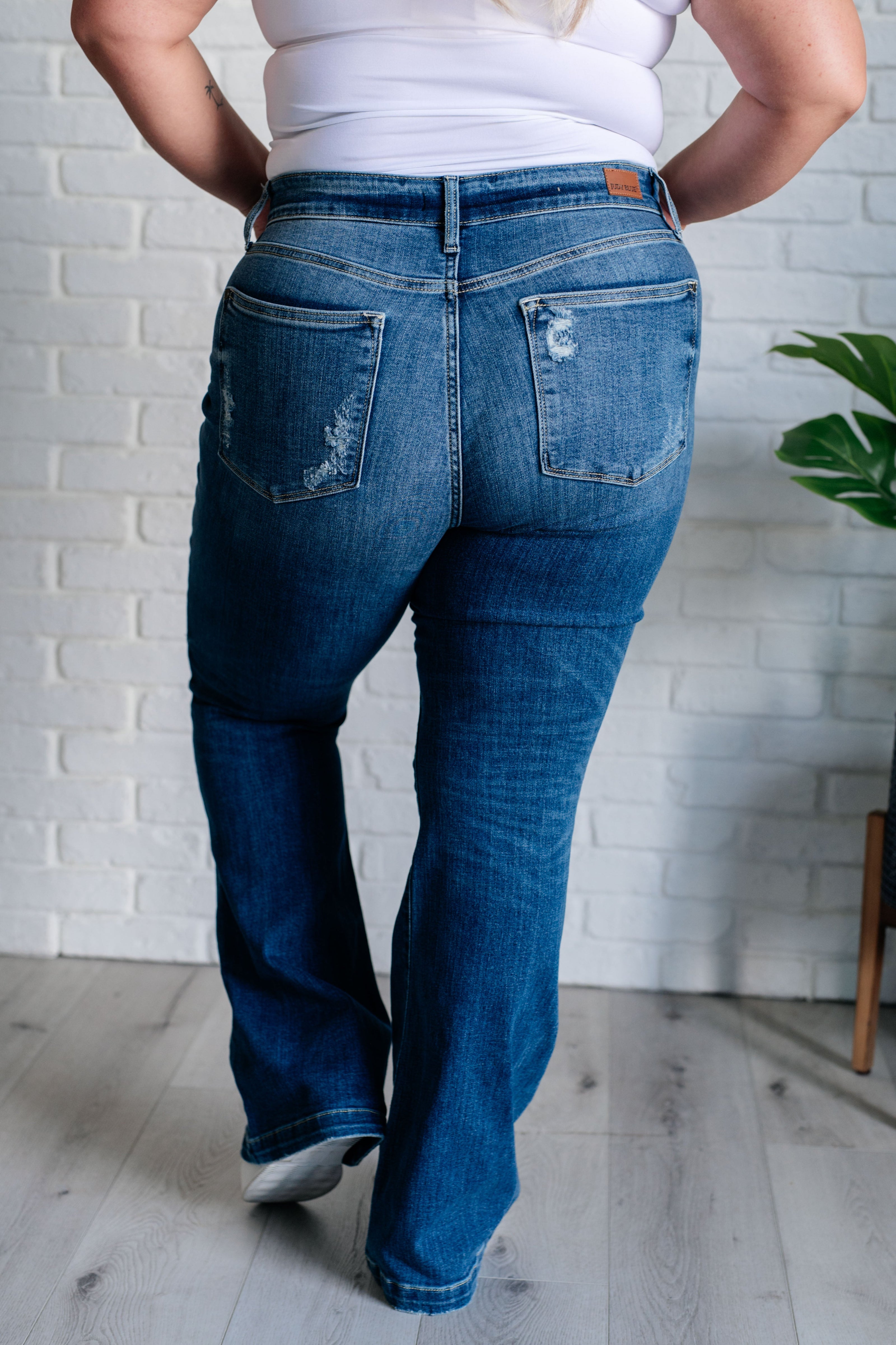 Judy Blue Gabriella Mid Rise Distressed Button Fly Flare-Womens-Ave Shops-[option4]-[option5]-[option6]-[option7]-[option8]-Shop-Boutique-Clothing-for-Women-Online