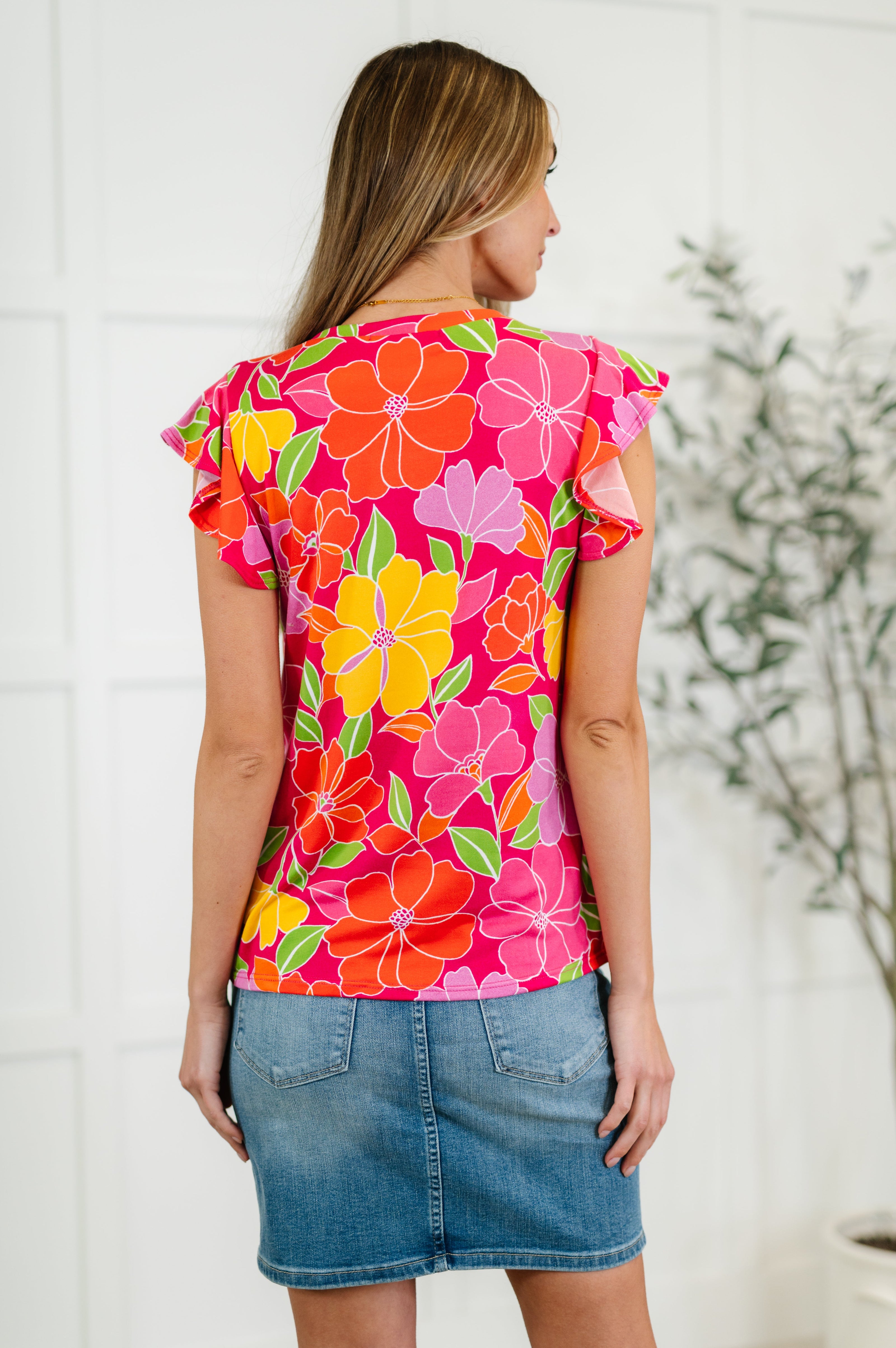 Garden Giggles Flutter Sleeve Top-Womens-Ave Shops-[option4]-[option5]-[option6]-[option7]-[option8]-Shop-Boutique-Clothing-for-Women-Online