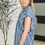 Garden at Goldenhour Flutter Sleeve Blouse in Blue-Womens-Ave Shops-[option4]-[option5]-[option6]-[option7]-[option8]-Shop-Boutique-Clothing-for-Women-Online