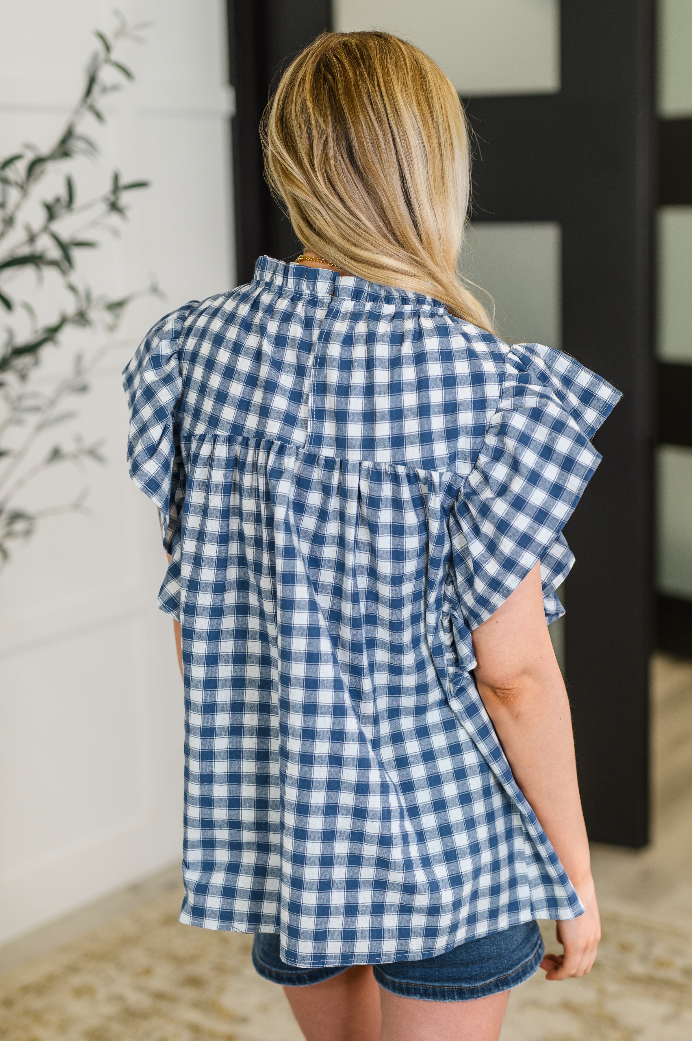 Garden at Goldenhour Flutter Sleeve Blouse in Blue-Womens-Ave Shops-[option4]-[option5]-[option6]-[option7]-[option8]-Shop-Boutique-Clothing-for-Women-Online