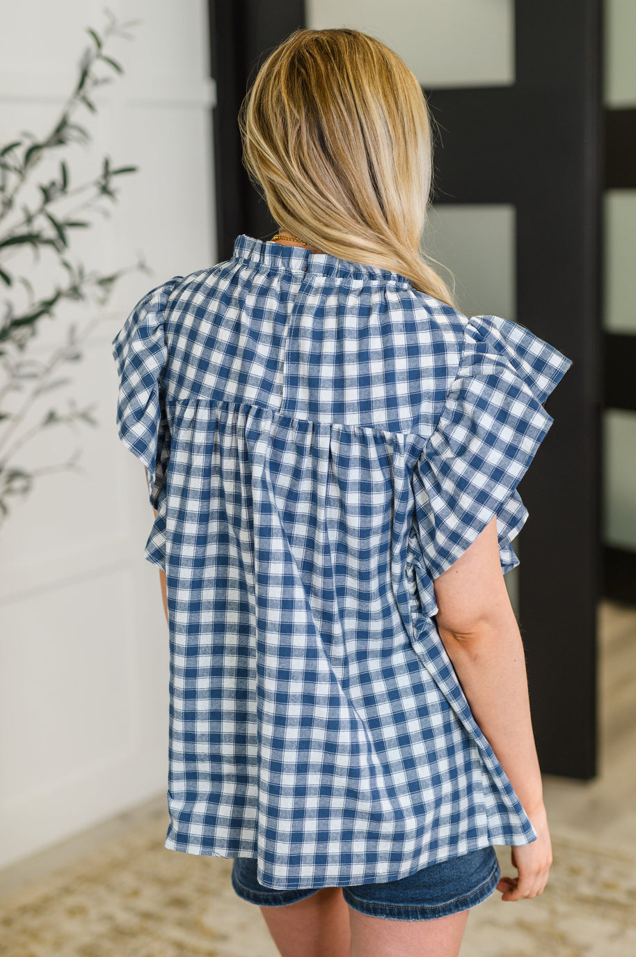 Garden at Goldenhour Flutter Sleeve Blouse in Blue-Womens-Ave Shops-[option4]-[option5]-[option6]-[option7]-[option8]-Shop-Boutique-Clothing-for-Women-Online