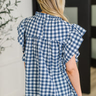 Garden at Goldenhour Flutter Sleeve Blouse in Blue-Womens-Ave Shops-[option4]-[option5]-[option6]-[option7]-[option8]-Shop-Boutique-Clothing-for-Women-Online