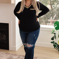 Glitter Lining Long Sleeve V-Neck Top-Tops-Ave Shops-[option4]-[option5]-[option6]-[option7]-[option8]-Shop-Boutique-Clothing-for-Women-Online