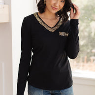 Glitter Lining Long Sleeve V-Neck Top-Tops-Ave Shops-[option4]-[option5]-[option6]-[option7]-[option8]-Shop-Boutique-Clothing-for-Women-Online