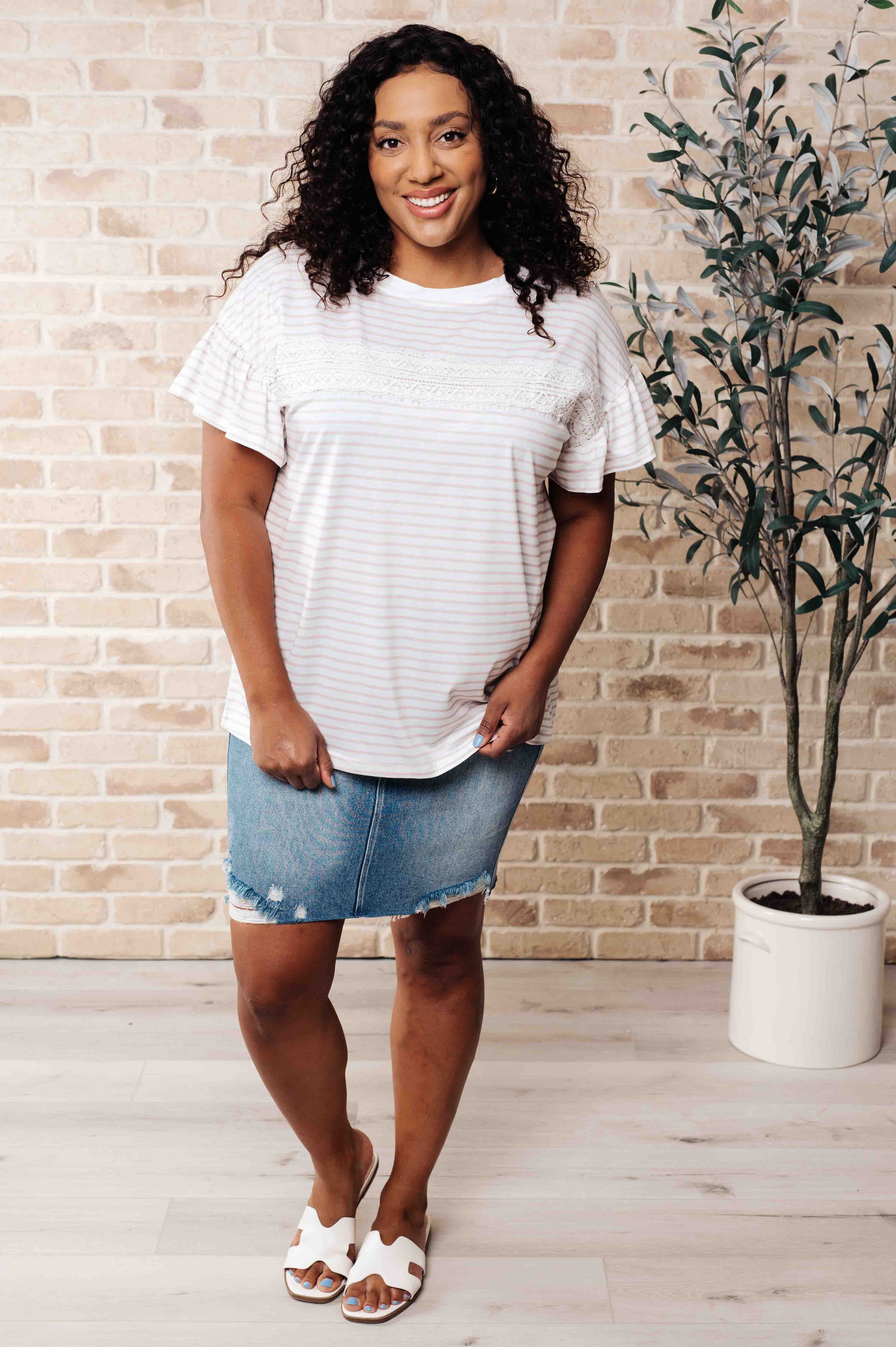 Hand to Hold Lace Detail Striped Top-Tops-Ave Shops-[option4]-[option5]-[option6]-[option7]-[option8]-Shop-Boutique-Clothing-for-Women-Online