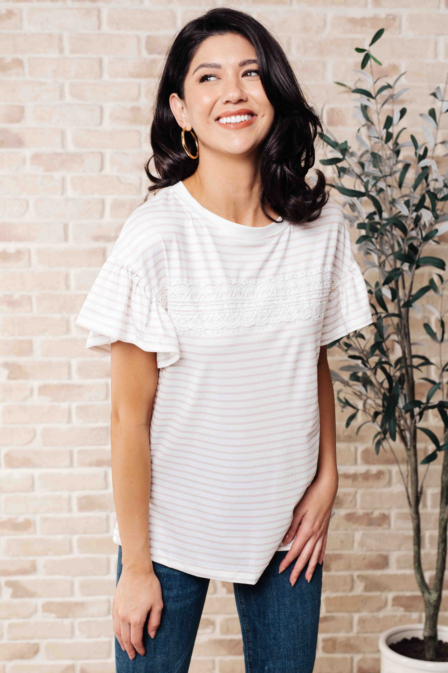 Hand to Hold Lace Detail Striped Top-Tops-Ave Shops-[option4]-[option5]-[option6]-[option7]-[option8]-Shop-Boutique-Clothing-for-Women-Online