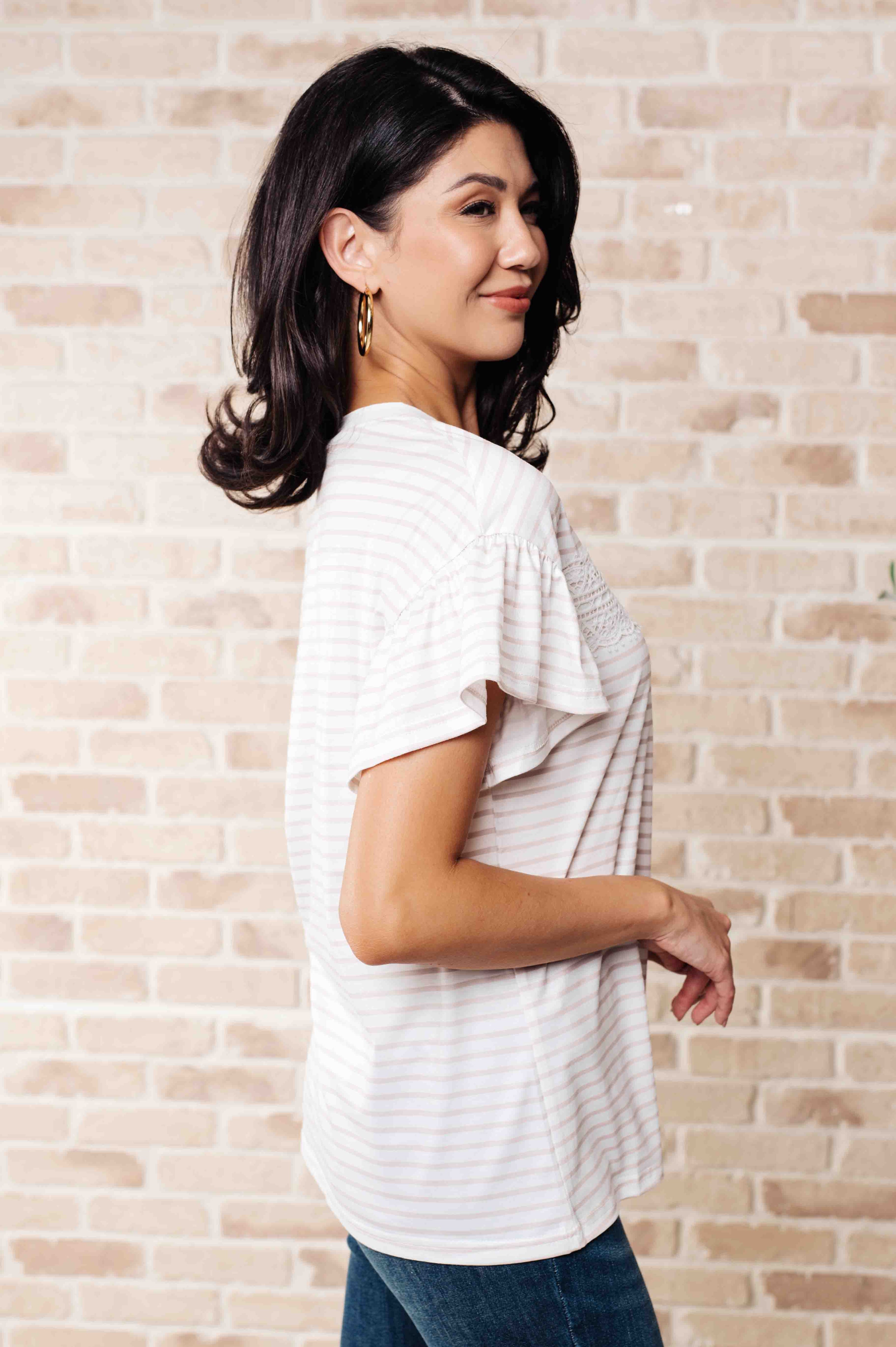 Hand to Hold Lace Detail Striped Top-Tops-Ave Shops-[option4]-[option5]-[option6]-[option7]-[option8]-Shop-Boutique-Clothing-for-Women-Online