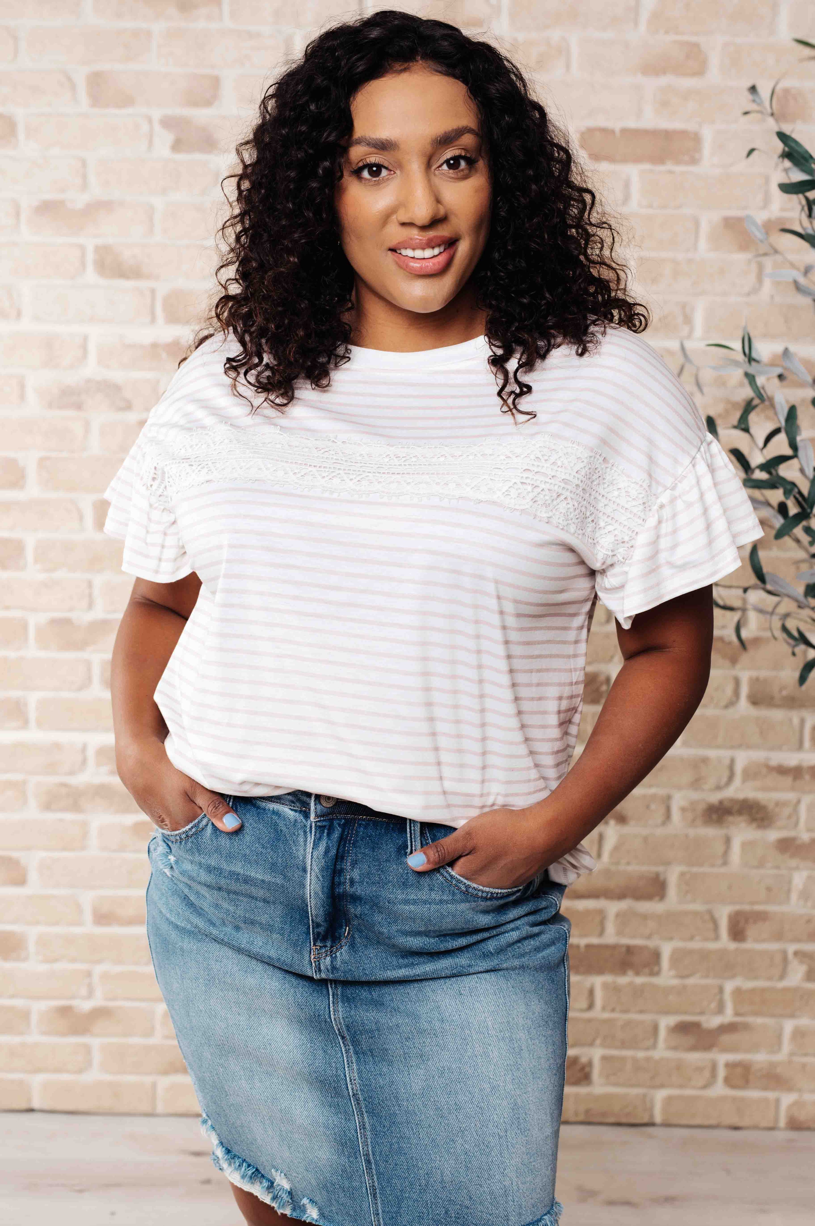 Hand to Hold Lace Detail Striped Top-Tops-Ave Shops-[option4]-[option5]-[option6]-[option7]-[option8]-Shop-Boutique-Clothing-for-Women-Online