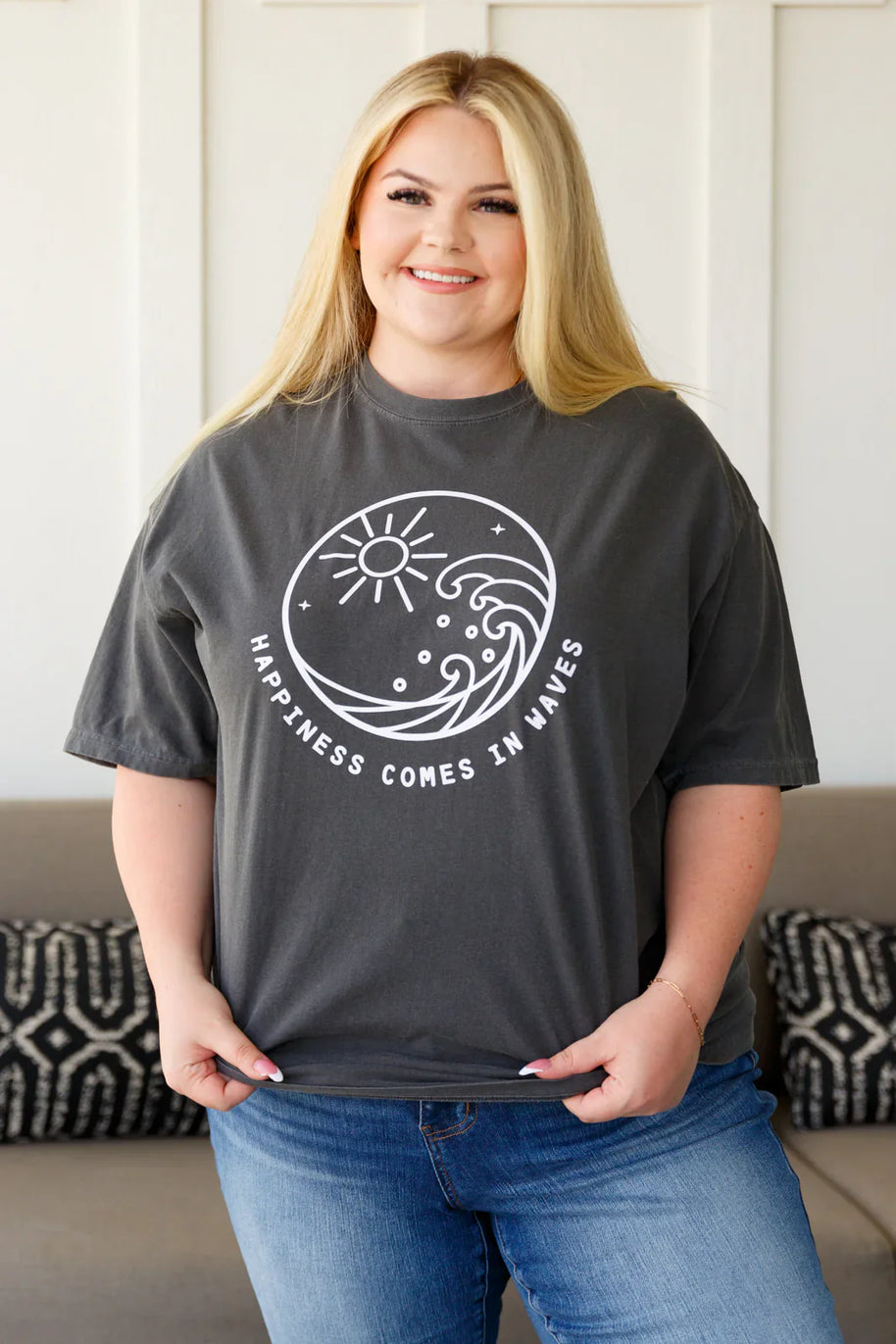 Happiness Comes in Waves Tee-Tops-Ave Shops-[option4]-[option5]-[option6]-[option7]-[option8]-Shop-Boutique-Clothing-for-Women-Online