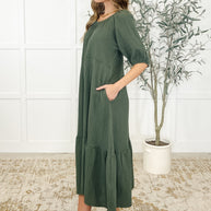 Hazel Dress in Dusty Pine-Womens-Ave Shops-[option4]-[option5]-[option6]-[option7]-[option8]-Shop-Boutique-Clothing-for-Women-Online
