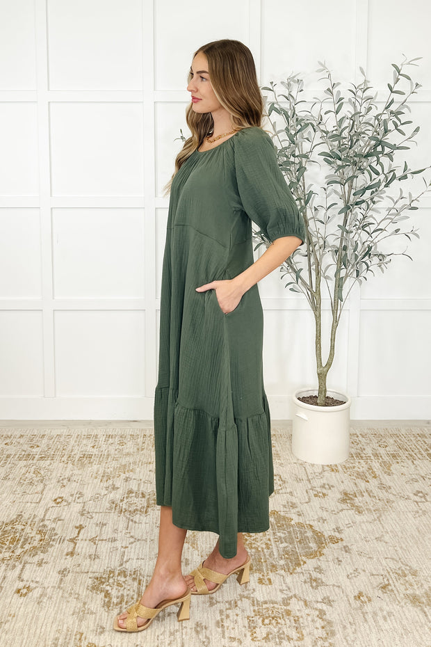 Hazel Dress in Dusty Pine-Womens-Ave Shops-[option4]-[option5]-[option6]-[option7]-[option8]-Shop-Boutique-Clothing-for-Women-Online
