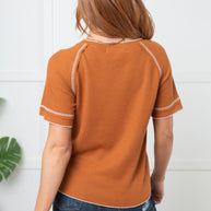 Heartbreaker Waffle Knit Tee in Chestnut-Tops-Ave Shops-[option4]-[option5]-[option6]-[option7]-[option8]-Shop-Boutique-Clothing-for-Women-Online
