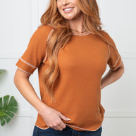 Heartbreaker Waffle Knit Tee in Chestnut-Tops-Ave Shops-[option4]-[option5]-[option6]-[option7]-[option8]-Shop-Boutique-Clothing-for-Women-Online