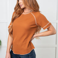 Heartbreaker Waffle Knit Tee in Chestnut-Tops-Ave Shops-[option4]-[option5]-[option6]-[option7]-[option8]-Shop-Boutique-Clothing-for-Women-Online