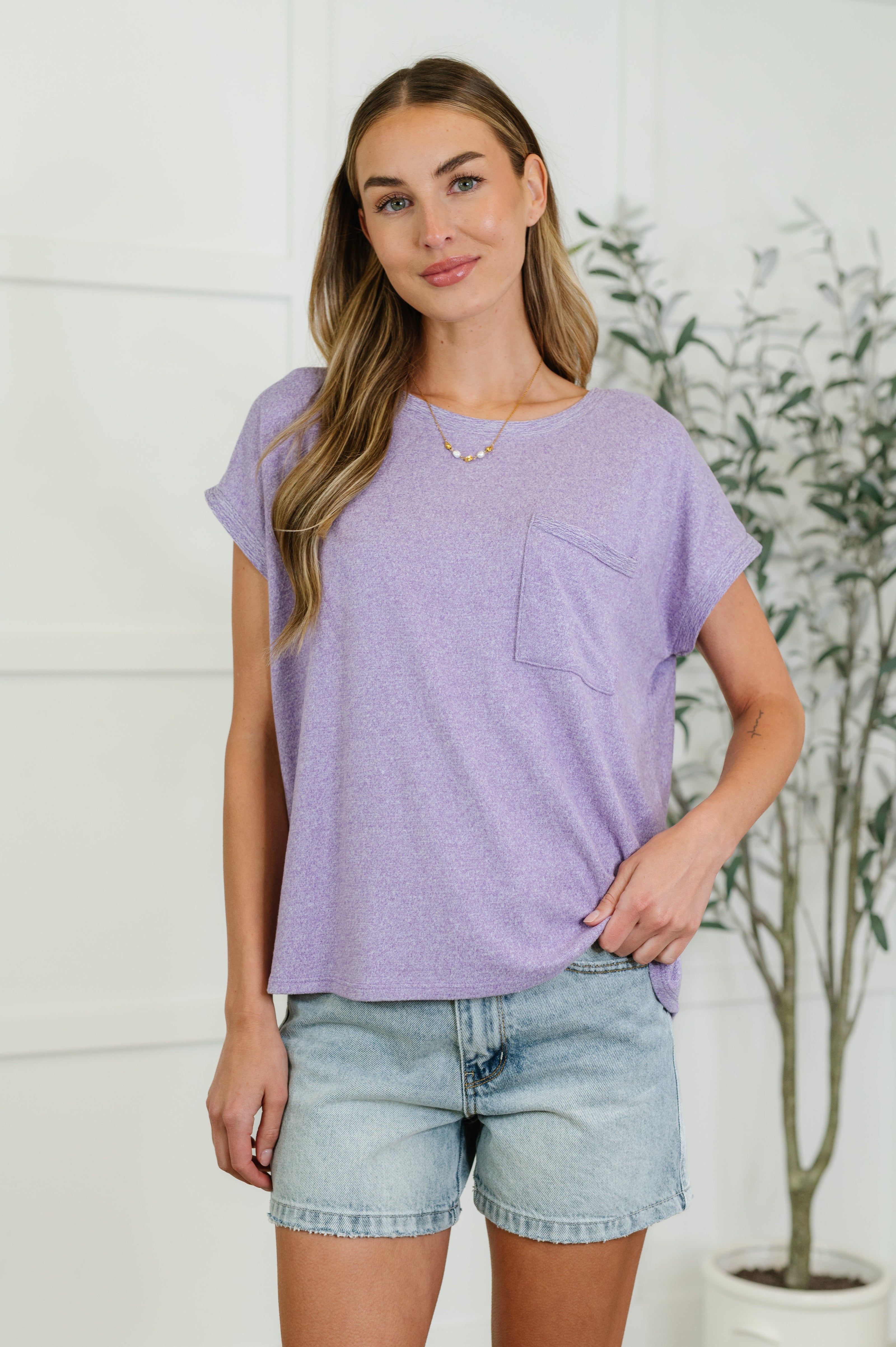 Zenana Heathered Harmony Basic Tee in Lavender-Womens-Ave Shops-[option4]-[option5]-[option6]-[option7]-[option8]-Shop-Boutique-Clothing-for-Women-Online