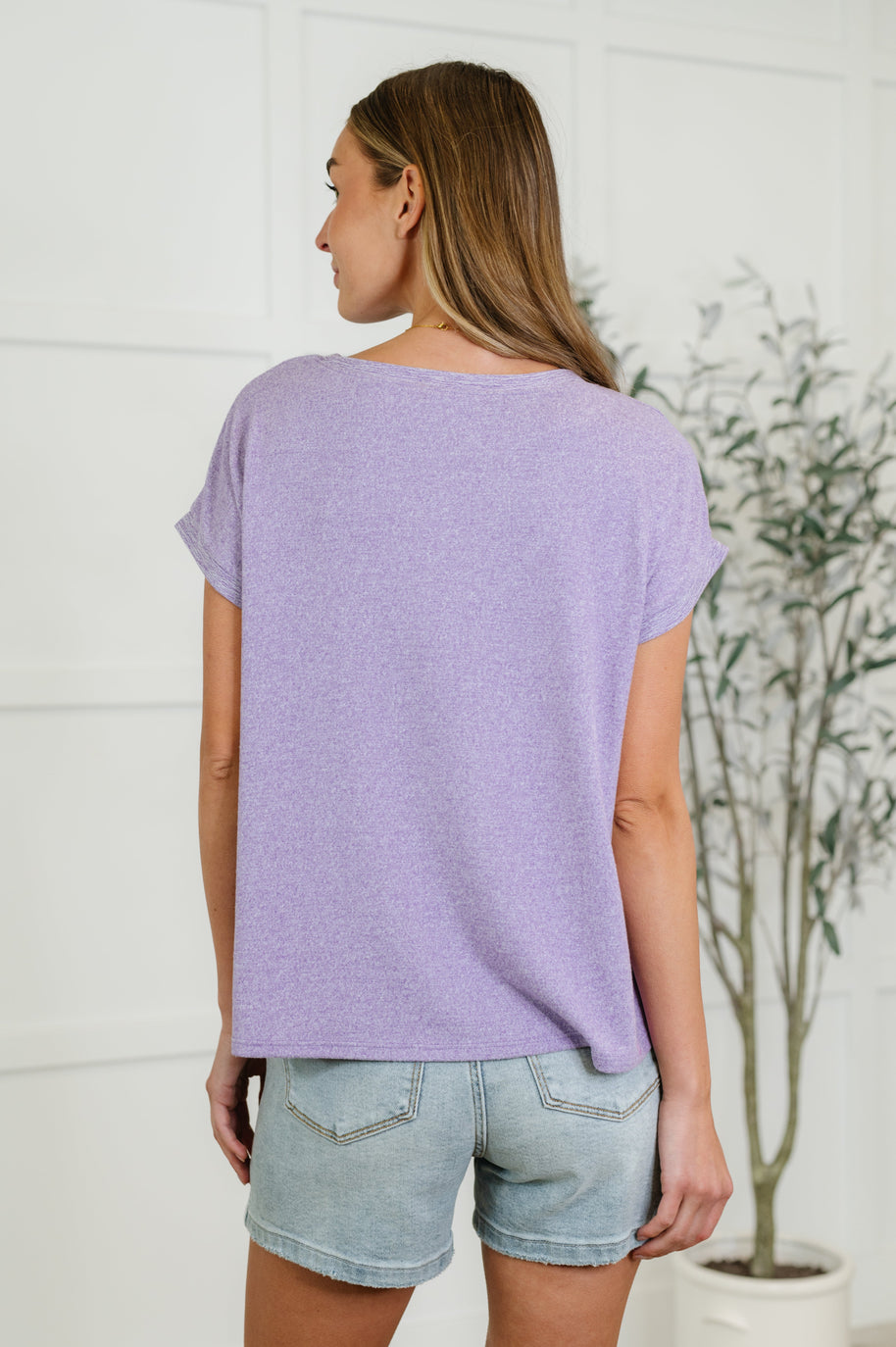 Zenana Heathered Harmony Basic Tee in Lavender-Womens-Ave Shops-[option4]-[option5]-[option6]-[option7]-[option8]-Shop-Boutique-Clothing-for-Women-Online