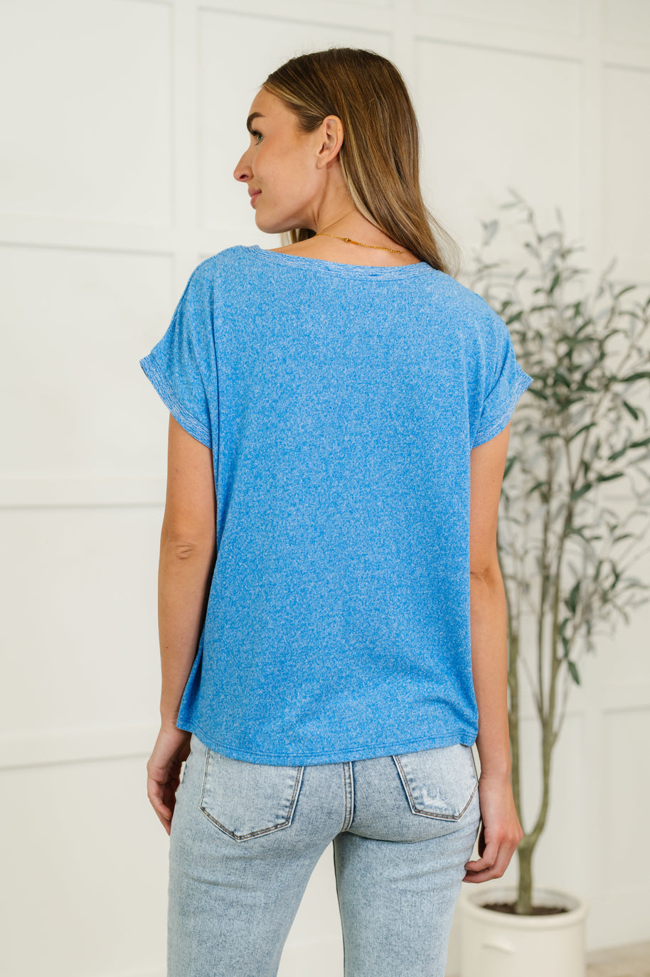 Zenana Heathered Harmony Basic Tee in Ocean Blue-Womens-Ave Shops-[option4]-[option5]-[option6]-[option7]-[option8]-Shop-Boutique-Clothing-for-Women-Online