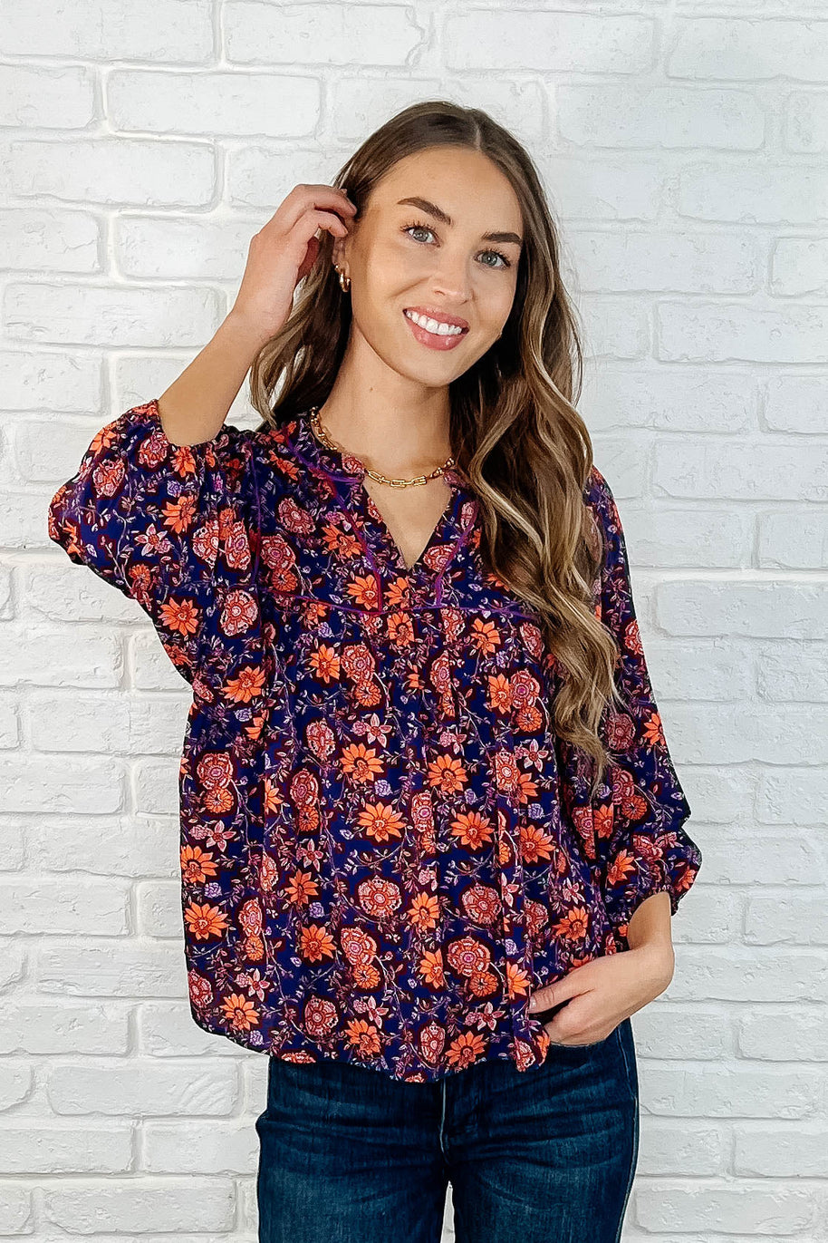 Hiterto Unknown Floral Babydoll Blouse-Womens-Ave Shops-[option4]-[option5]-[option6]-[option7]-[option8]-Shop-Boutique-Clothing-for-Women-Online
