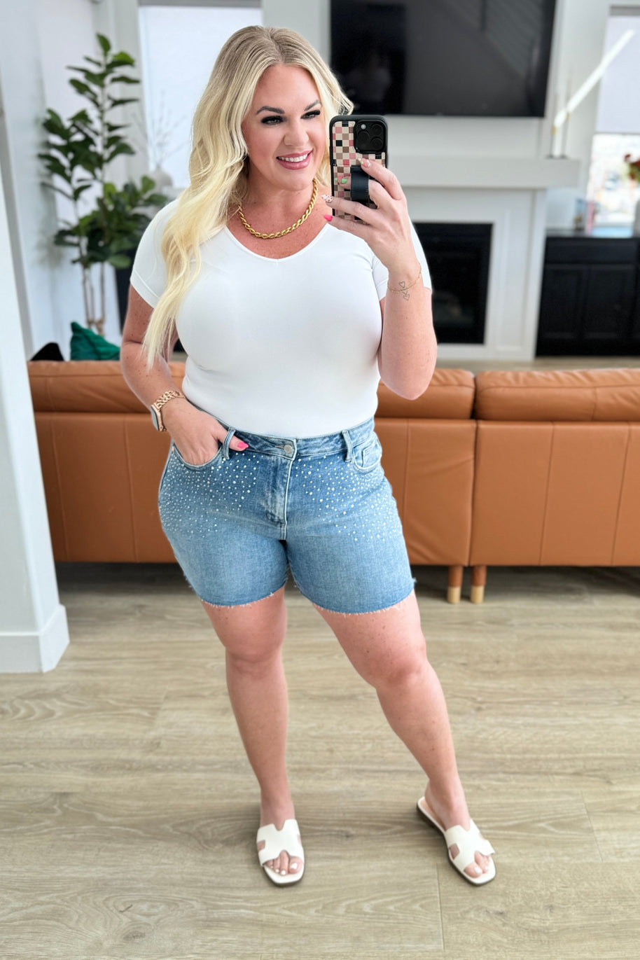 Judy Blue Elle High Rise Rhinestone Cutoff Shorts-Denim-Ave Shops-[option4]-[option5]-[option6]-[option7]-[option8]-Shop-Boutique-Clothing-for-Women-Online